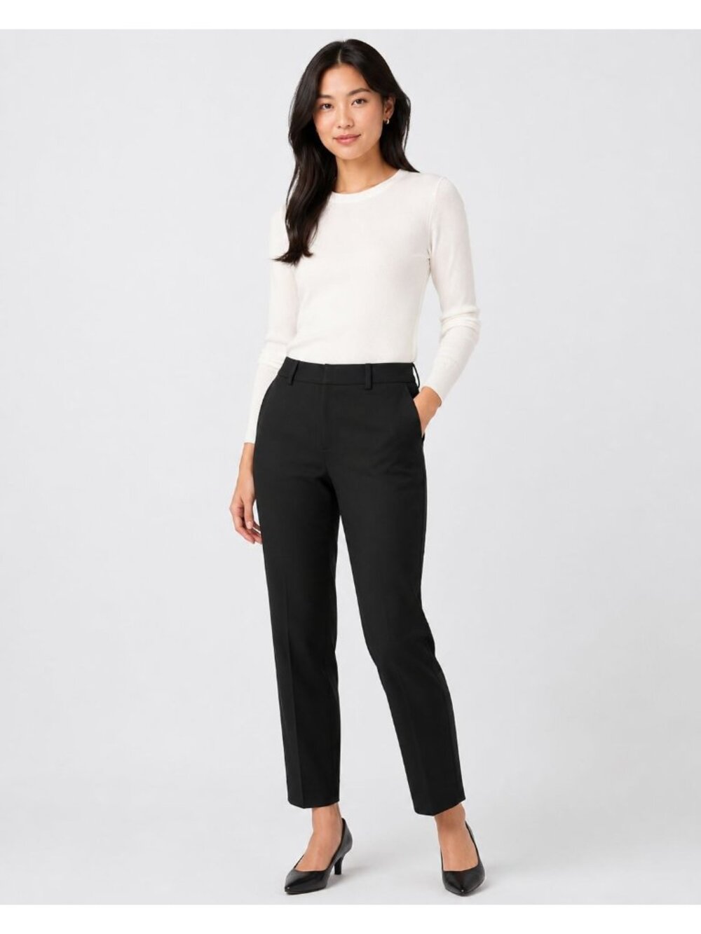 UNIQLO Women's Tailored Ankle Pants Slim Straight Leg Dress Black Size 4
